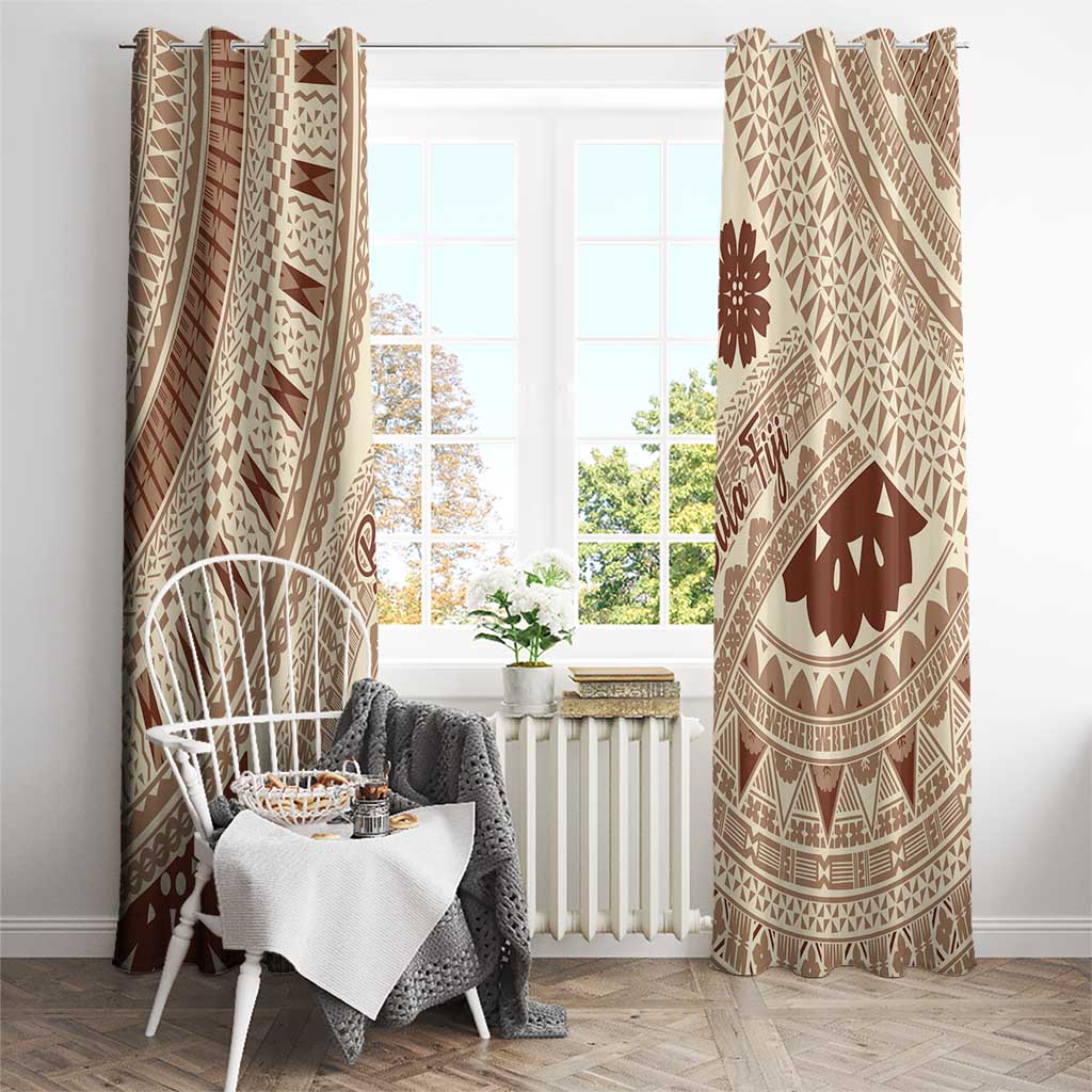Bula Fiji Classic Masi Tapa Window Curtain Vintage Beige LT7 - Polynesian Pride