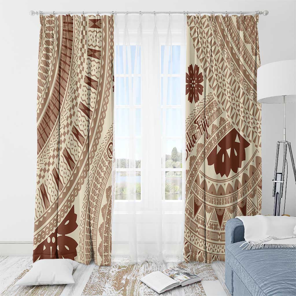 Bula Fiji Classic Masi Tapa Window Curtain Vintage Beige LT7 - Polynesian Pride