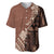 Bula Fiji Baseball Jersey Tribal Masi Tapa - Brown LT7 Brown - Polynesian Pride