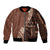 Bula Fiji Bomber Jacket Tribal Masi Tapa - Brown LT7 Unisex Brown - Polynesian Pride