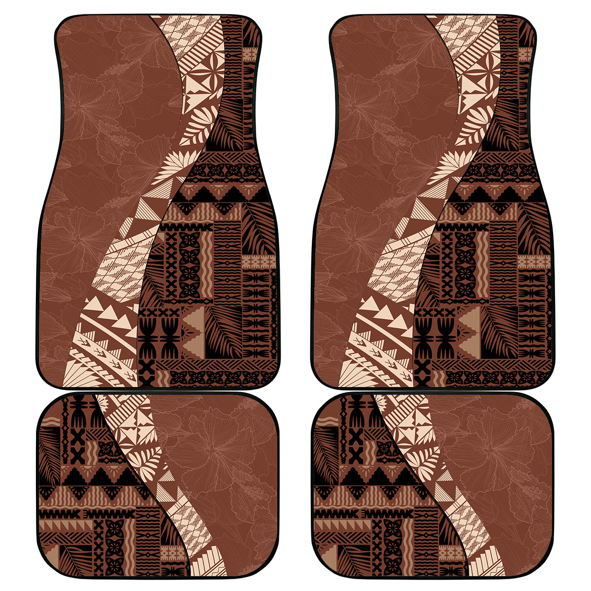 Bula Fiji Car Mats Tribal Masi Tapa - Brown LT7 Brown - Polynesian Pride