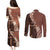 Bula Fiji Couples Matching Puletasi Dress and Long Sleeve Button Shirt Tribal Masi Tapa - Brown LT7 - Polynesian Pride