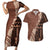 Bula Fiji Couples Matching Short Sleeve Bodycon Dress and Hawaiian Shirt Tribal Masi Tapa - Brown LT7 Brown - Polynesian Pride