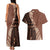 Bula Fiji Couples Matching Tank Maxi Dress and Hawaiian Shirt Tribal Masi Tapa - Brown LT7 - Polynesian Pride