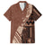 Bula Fiji Family Matching Long Sleeve Bodycon Dress and Hawaiian Shirt Tribal Masi Tapa - Brown LT7 Dad's Shirt - Short Sleeve Brown - Polynesian Pride