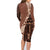 Bula Fiji Family Matching Long Sleeve Bodycon Dress and Hawaiian Shirt Tribal Masi Tapa - Brown LT7 - Polynesian Pride