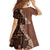 Bula Fiji Family Matching Off Shoulder Long Sleeve Dress and Hawaiian Shirt Tribal Masi Tapa - Brown LT7 - Polynesian Pride