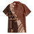 Bula Fiji Family Matching Off Shoulder Long Sleeve Dress and Hawaiian Shirt Tribal Masi Tapa - Brown LT7 - Polynesian Pride