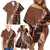 Bula Fiji Family Matching Off Shoulder Short Dress and Hawaiian Shirt Tribal Masi Tapa - Brown LT7 - Polynesian Pride