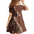 Bula Fiji Family Matching Short Sleeve Bodycon Dress and Hawaiian Shirt Tribal Masi Tapa - Brown LT7 - Polynesian Pride