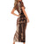 Bula Fiji Family Matching Short Sleeve Bodycon Dress and Hawaiian Shirt Tribal Masi Tapa - Brown LT7 - Polynesian Pride