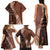 Bula Fiji Family Matching Tank Maxi Dress and Hawaiian Shirt Tribal Masi Tapa - Brown LT7 - Polynesian Pride