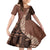 Bula Fiji Kid Short Sleeve Dress Tribal Masi Tapa - Brown LT7 KID Brown - Polynesian Pride