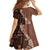 Bula Fiji Kid Short Sleeve Dress Tribal Masi Tapa - Brown LT7 - Polynesian Pride