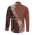 Bula Fiji Long Sleeve Button Shirt Tribal Masi Tapa - Brown LT7 - Polynesian Pride