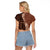 Bula Fiji Raglan Cropped T Shirt Tribal Masi Tapa - Brown LT7 - Polynesian Pride