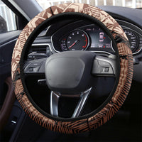 Bula Fiji Steering Wheel Cover Tribal Masi Tapa - Brown LT7 - Polynesian Pride