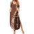 Bula Fiji Summer Maxi Dress Tribal Masi Tapa - Brown LT7 Women Brown - Polynesian Pride