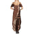 Bula Fiji Summer Maxi Dress Tribal Masi Tapa - Brown LT7 - Polynesian Pride