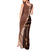 Bula Fiji Tank Maxi Dress Tribal Masi Tapa - Brown LT7 - Polynesian Pride