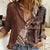 Bula Fiji Women Casual Shirt Tribal Masi Tapa - Brown LT7 Female Brown - Polynesian Pride