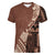 Bula Fiji Women V Neck T Shirt Tribal Masi Tapa - Brown LT7 Female Brown - Polynesian Pride