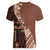 Bula Fiji Women V Neck T Shirt Tribal Masi Tapa - Brown LT7 - Polynesian Pride