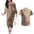 Bula Fiji Couples Matching Off The Shoulder Long Sleeve Dress and Hawaiian Shirt Tribal Masi Tapa - Beige LT7 Beige - Polynesian Pride