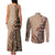 Bula Fiji Couples Matching Tank Maxi Dress and Long Sleeve Button Shirt Tribal Masi Tapa - Beige LT7 - Polynesian Pride