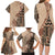 Bula Fiji Family Matching Long Sleeve Bodycon Dress and Hawaiian Shirt Tribal Masi Tapa - Beige LT7 - Polynesian Pride