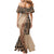 Bula Fiji Family Matching Mermaid Dress and Hawaiian Shirt Tribal Masi Tapa - Beige LT7 - Polynesian Pride