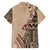 Bula Fiji Family Matching Off Shoulder Long Sleeve Dress and Hawaiian Shirt Tribal Masi Tapa - Beige LT7 - Polynesian Pride