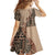 Bula Fiji Family Matching Off Shoulder Maxi Dress and Hawaiian Shirt Tribal Masi Tapa - Beige LT7 - Polynesian Pride