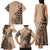 Bula Fiji Family Matching Tank Maxi Dress and Hawaiian Shirt Tribal Masi Tapa - Beige LT7 - Polynesian Pride