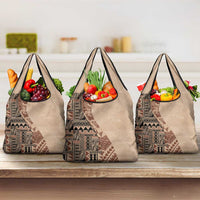 Bula Fiji Grocery Bag Tribal Masi Tapa - Beige LT7 3-pack One Size Beige - Polynesian Pride