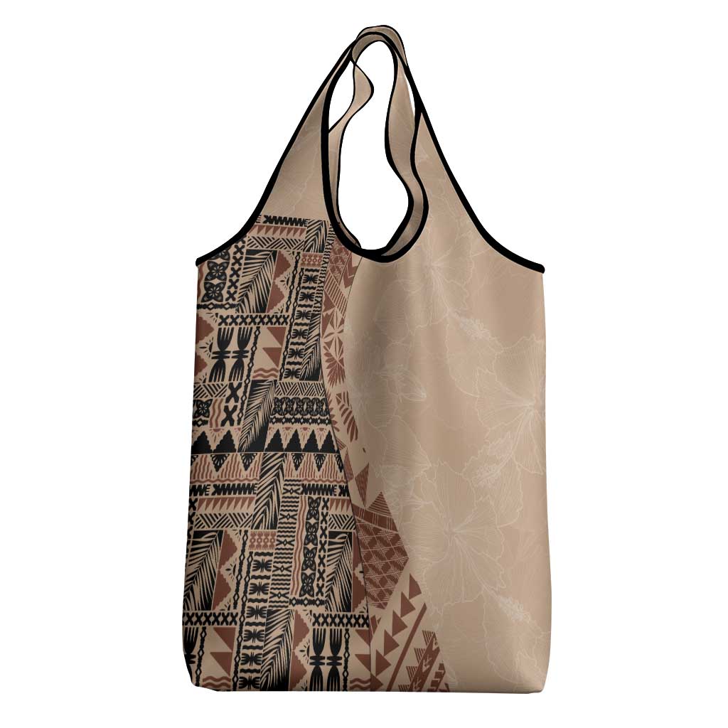 Bula Fiji Grocery Bag Tribal Masi Tapa - Beige LT7 - Polynesian Pride