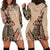 Bula Fiji Hoodie Dress Tribal Masi Tapa - Beige LT7 - Polynesian Pride