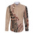 Bula Fiji Long Sleeve Button Shirt Tribal Masi Tapa - Beige LT7 Unisex Beige - Polynesian Pride