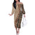 Bula Fiji Off The Shoulder Long Sleeve Dress Tribal Masi Tapa - Beige LT7 Women Beige - Polynesian Pride