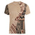 Bula Fiji Women V Neck T Shirt Tribal Masi Tapa - Beige LT7 - Polynesian Pride