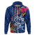 Guam Christmas Hoodie Turtle Mix Tapa Felis Pasgua LT7 Zip Hoodie Blue - Polynesian Pride