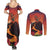 Hawaii Kilauea Volcano Couples Matching Summer Maxi Dress and Long Sleeve Button Shirt Pele Goddess