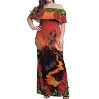 Hawaii Kilauea Volcano Off Shoulder Maxi Dress Pele Goddess LT7 Women Colorful - Polynesian Pride