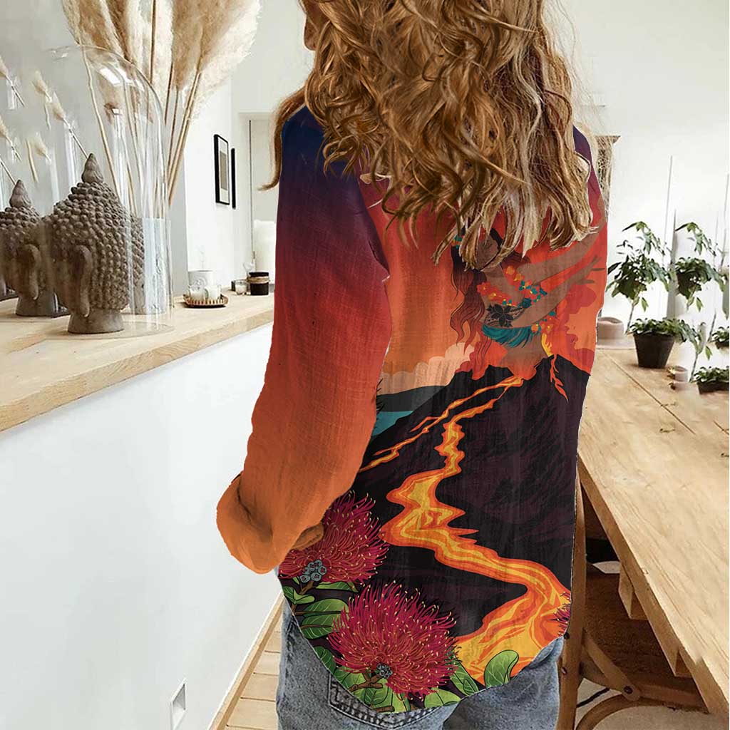 Hawaii Kilauea Volcano Women Casual Shirt Pele Goddess LT7 - Polynesian Pride