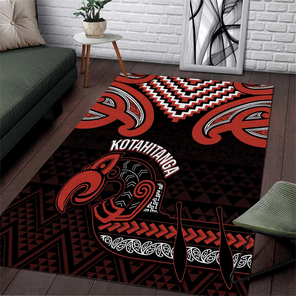 Maori Waitangi Area Rug Kotahitanga Poutama Mix Whakairo LT7 Black - Polynesian Pride