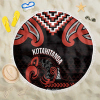 Maori Waitangi Beach Blanket Kotahitanga Poutama Mix Whakairo LT7 One Size 150cm Black - Polynesian Pride