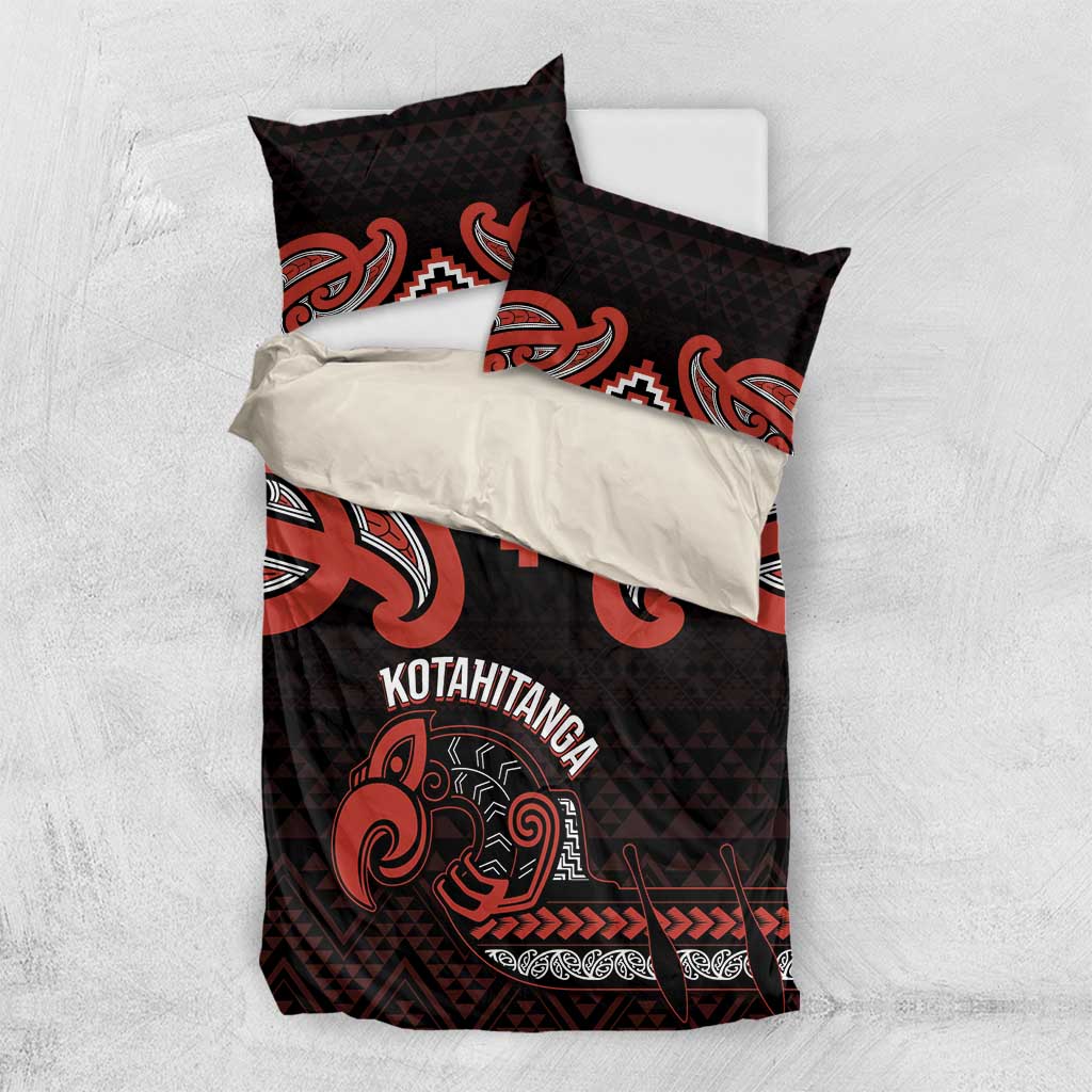 Maori Waitangi Bedding Set Kotahitanga Poutama Mix Whakairo LT7 US Twin 172cm x 218cm Black - Polynesian Pride