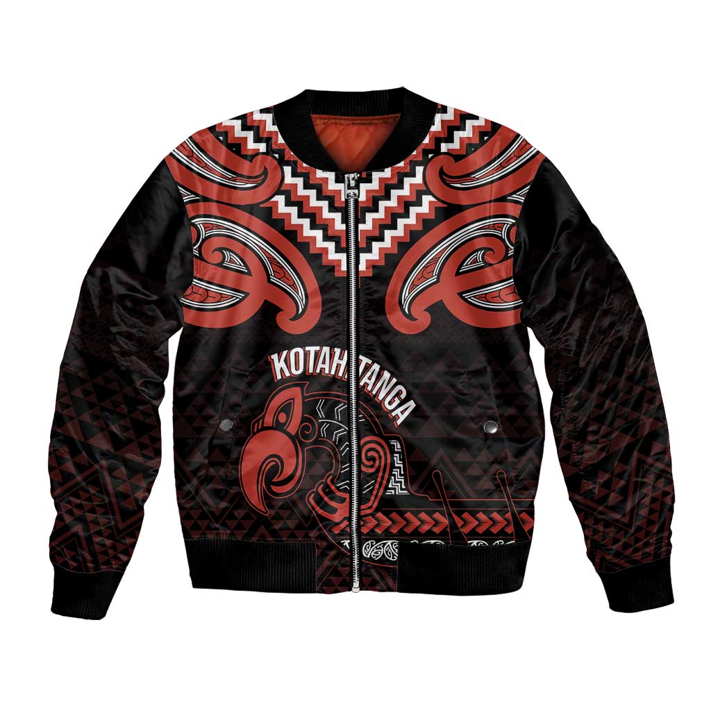 Maori Waitangi Bomber Jacket Kotahitanga Poutama Mix Whakairo LT7 Unisex Black - Polynesian Pride