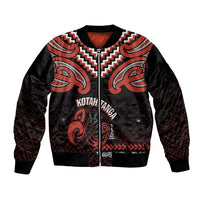 Maori Waitangi Bomber Jacket Kotahitanga Poutama Mix Whakairo LT7 Unisex Black - Polynesian Pride