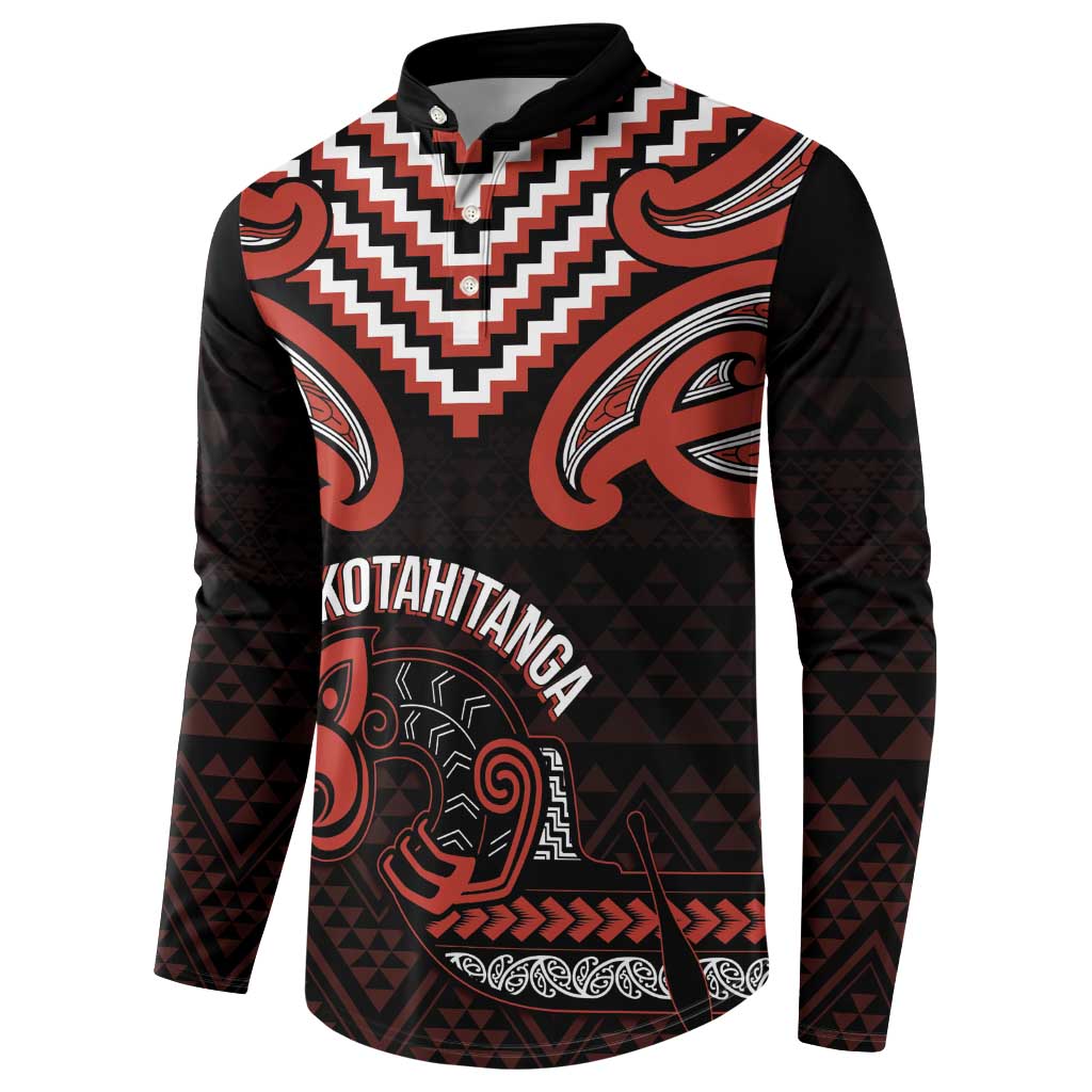 Maori Waitangi Button Sweatshirt Kotahitanga Poutama Mix Whakairo LT7 - Polynesian Pride